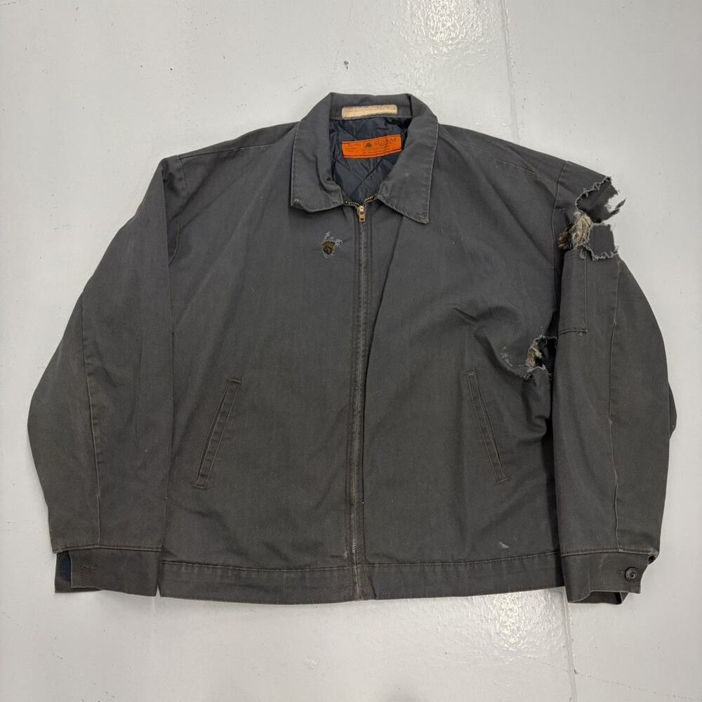 Vintage 70s Red Kap Grey Canvas Workwear Mechanics Jacket